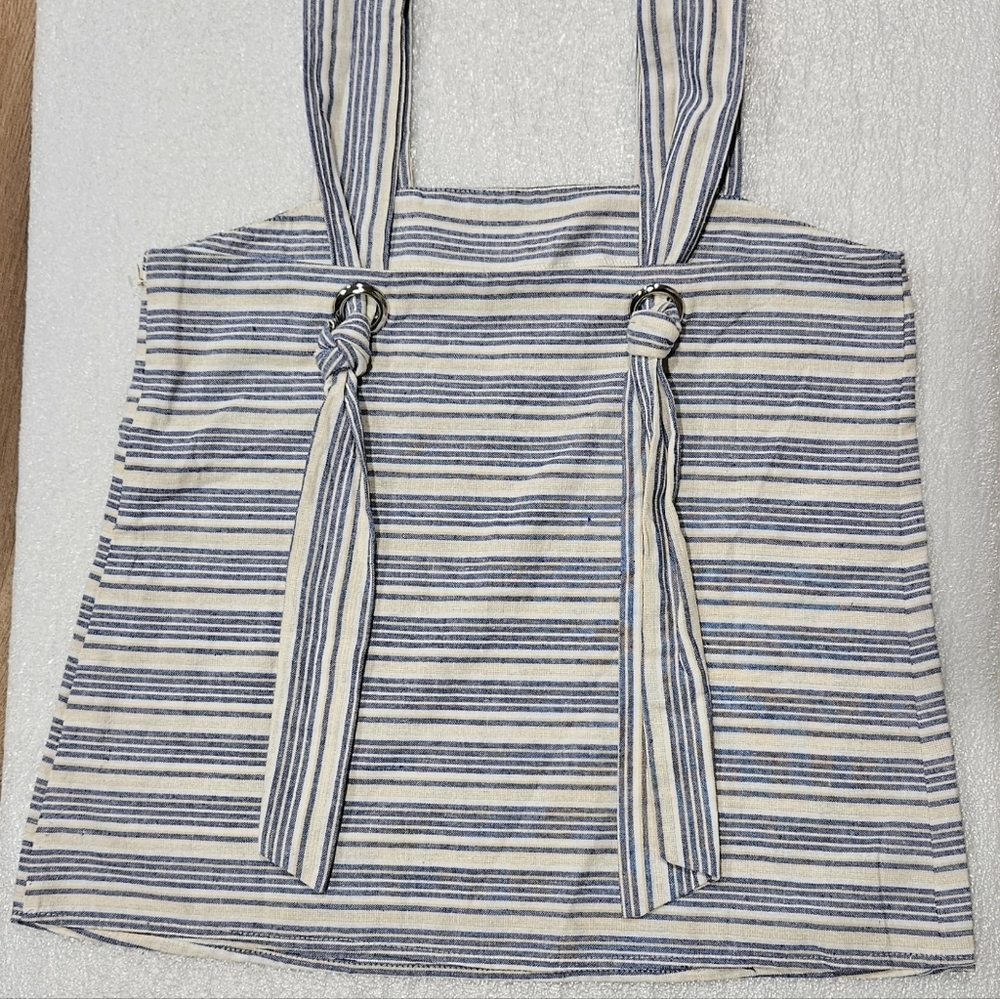 Linen Lux Womens Size XL Top Blue Beige - Picture 5 of 6